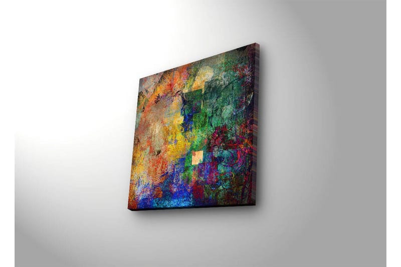 Canvastavla med LED-belysning 40x40 cm - Färgrik abstrakt komposition med dynamiska former - Grön / Blå / Röd - Inredning & dekor - Tavlor & konst - Canvastavla