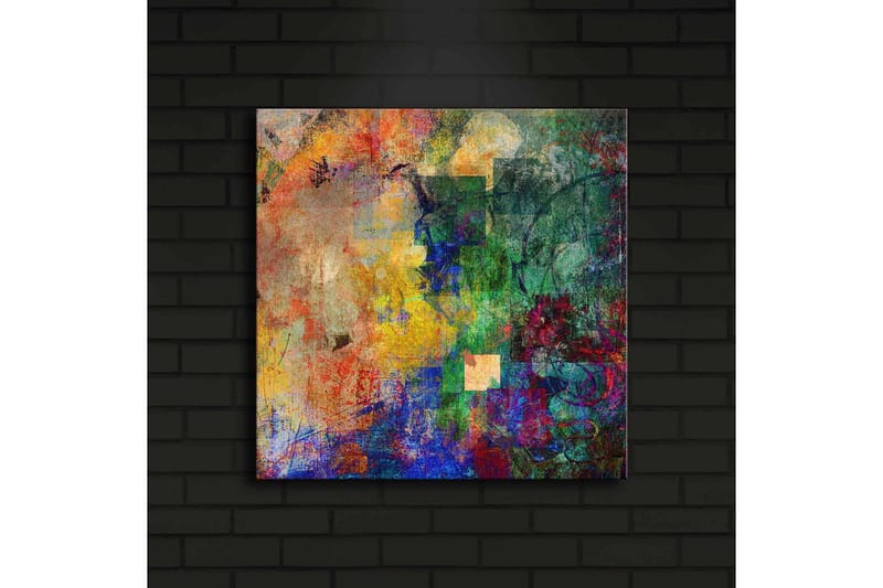 Canvastavla med LED-belysning 40x40 cm - Färgrik abstrakt komposition med dynamiska former - Grön / Blå / Röd - Inredning & dekor - Tavlor & konst - Canvastavla
