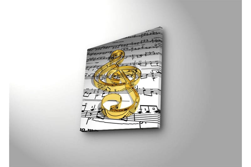 Canvastavla med LED-belysning 40x40 cm - Notsymbol i guld mot notblad - Guld / Vitt / Svart - Inredning & dekor - Tavlor & konst - Canvastavla