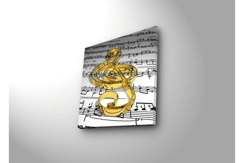 Canvastavla med LED-belysning 40x40 cm - Notsymbol i guld mot notblad - Guld / Vitt / Svart - Inredning & dekor - Tavlor & konst - Canvastavla