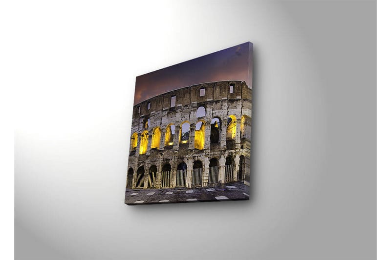 Canvastavla med LED-belysning 40x40 cm - Romersk amfiteater i kvällsbelysning - Grå / Gul / Blå - Inredning & dekor - Tavlor & konst - Canvastavla