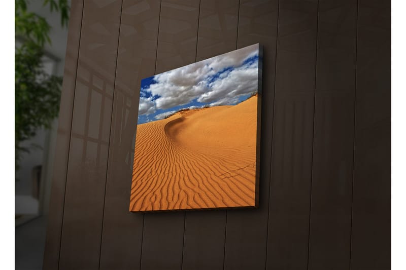 Canvastavla med LED-belysning 40x40 cm - Sanddyner under en blå himmel med moln - Orange / Blå / Vit - Inredning & dekor - Tavlor & konst - Canvastavla