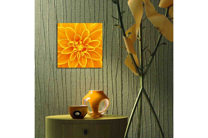 Canvastavla med LED-belysning 40x40 cm - Storslagen blomma i gult - Gult / Orange - Inredning & dekor - Tavlor & konst - Canvastavla