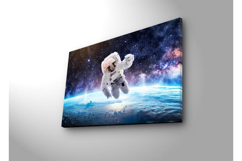 Canvastavla med LED-belysning 45x70 cm - Astronaut som svävar i rymden över jorden - Vit / Blå / Svart - Inredning & dekor - Tavlor & konst - Canvastavla