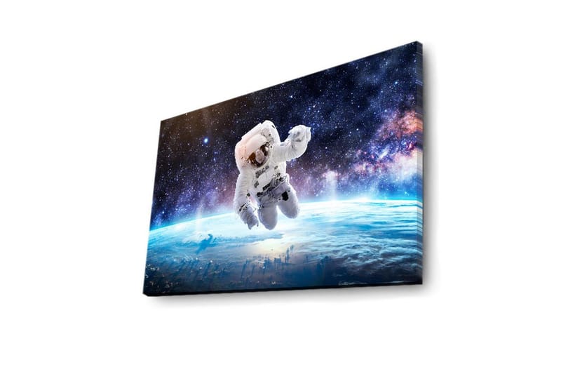 Canvastavla med LED-belysning 45x70 cm - Astronaut som svävar i rymden över jorden - Vit / Blå / Svart - Inredning & dekor - Tavlor & konst - Canvastavla
