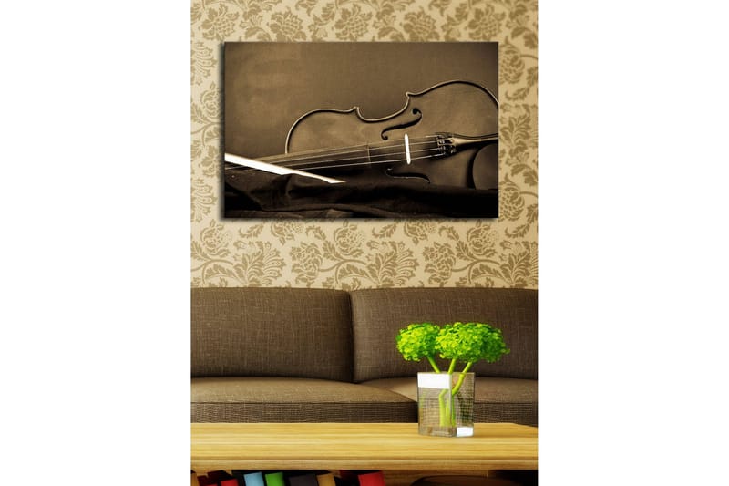 Canvastavla med LED-belysning 45x70 cm - Elegant violin i sepia-toner - Svart / Brunt / Beige - Inredning & dekor - Tavlor & konst - Canvastavla
