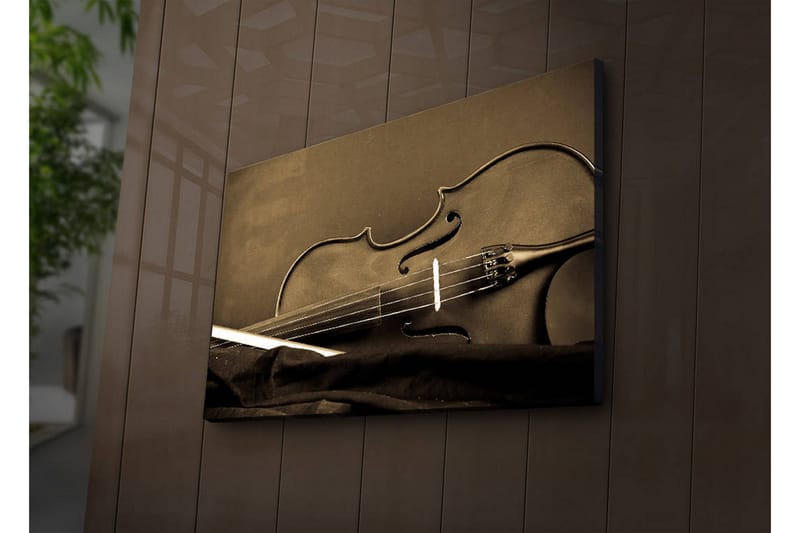 Canvastavla med LED-belysning 45x70 cm - Elegant violin i sepia-toner - Svart / Brunt / Beige - Inredning & dekor - Tavlor & konst - Canvastavla