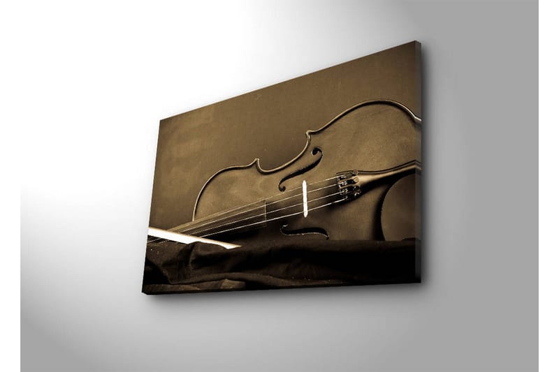 Canvastavla med LED-belysning 45x70 cm - Elegant violin i sepia-toner - Svart / Brunt / Beige - Inredning & dekor - Tavlor & konst - Canvastavla
