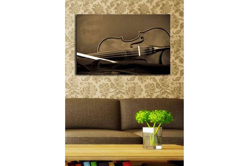 Canvastavla med LED-belysning 45x70 cm - Elegant violin i sepia-toner - Svart / Brunt / Beige - Inredning & dekor - Tavlor & konst - Canvastavla