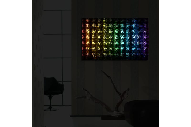 Canvastavla med LED-belysning 45x70 cm - Färgglad abstrakt komposition med prickar i olika nyanser - Svart / Blå / Grön - Inredning & dekor - Tavlor & konst - Canvastavla