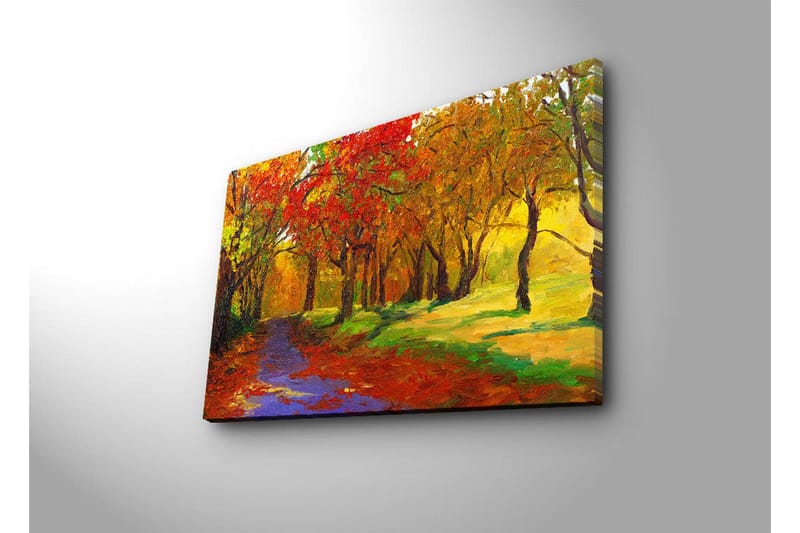 Canvastavla med LED-belysning 45x70 cm - Färgglad höstscen med träd i röd och gul nyans - Röd / Gul / Grön - Inredning & dekor - Tavlor & konst - Canvastavla