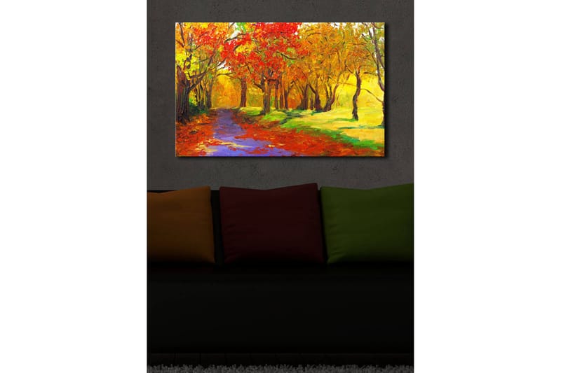 Canvastavla med LED-belysning 45x70 cm - Färgglad höstscen med träd i röd och gul nyans - Röd / Gul / Grön - Inredning & dekor - Tavlor & konst - Canvastavla