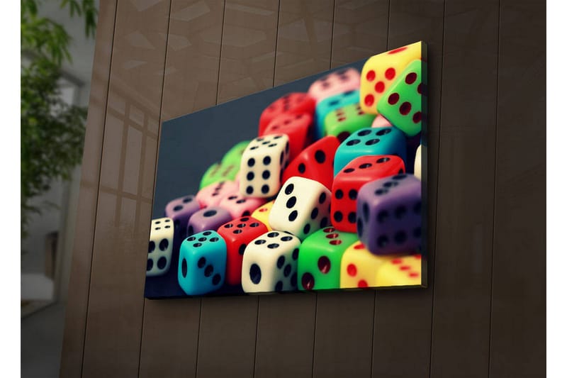 Canvastavla med LED-belysning 45x70 cm - Färgglada tärningar i en lekfull samling - Röd / Grön / Blå - Inredning & dekor - Tavlor & konst - Canvastavla
