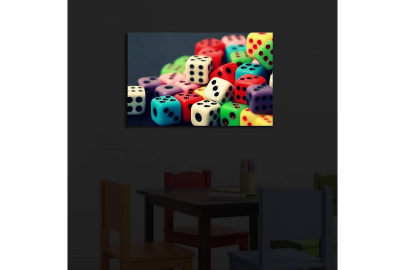 Canvastavla med LED-belysning 45x70 cm - Färgglada tärningar i en lekfull samling - Röd / Grön / Blå - Inredning & dekor - Tavlor & konst - Canvastavla