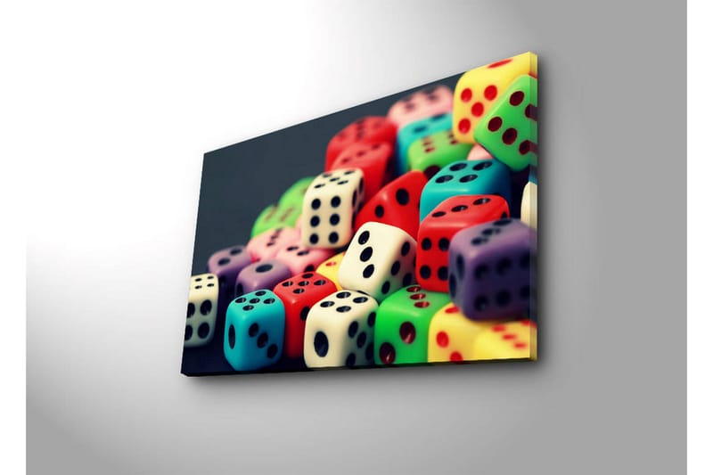 Canvastavla med LED-belysning 45x70 cm - Färgglada tärningar i en lekfull samling - Röd / Grön / Blå - Inredning & dekor - Tavlor & konst - Canvastavla
