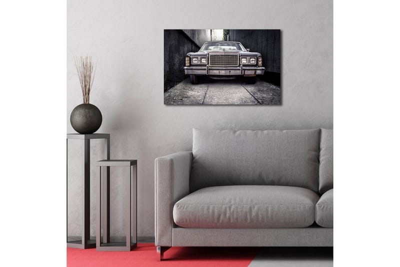 Canvastavla med LED-belysning 45x70 cm - Sliten bil i en smal gränd - Grå / Svart / Silver - Inredning & dekor - Tavlor & konst - Canvastavla