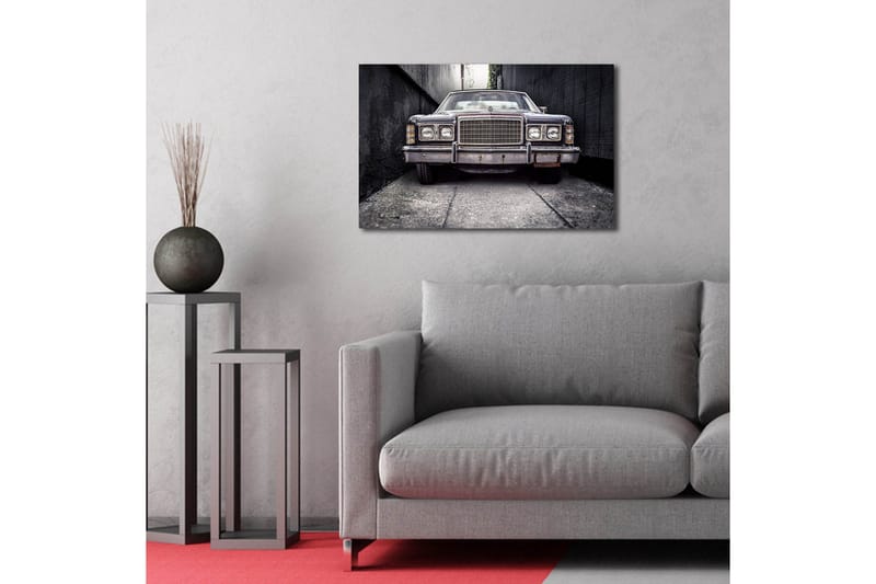 Canvastavla med LED-belysning 45x70 cm - Sliten bil i en smal gränd - Grå / Svart / Silver - Inredning & dekor - Tavlor & konst - Canvastavla