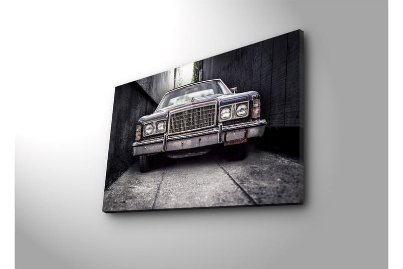 Canvastavla med LED-belysning 45x70 cm - Sliten bil i en smal gränd - Grå / Svart / Silver - Inredning & dekor - Tavlor & konst - Canvastavla