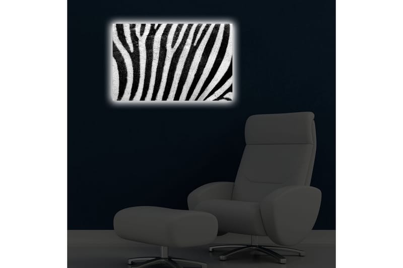 Canvastavla med LED-belysning 45x70 cm - Zebra med kontrasterande svarta och vita ränder - Svart / Vit - Inredning & dekor - Tavlor & konst - Canvastavla