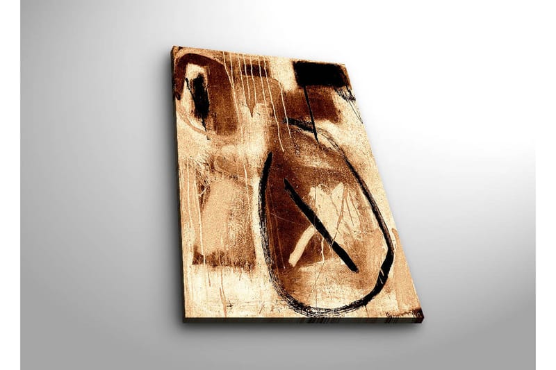 Canvastavla med LED-belysning 70x45 cm - Abstrakt komposition med cirkulära former och linjer - Brunt / Svart / Beige - Inredning & dekor - Tavlor & konst - Canvastavla