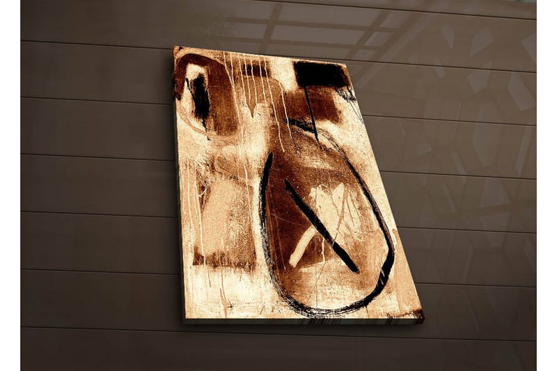 Canvastavla med LED-belysning 70x45 cm - Abstrakt komposition med cirkulära former och linjer - Brunt / Svart / Beige - Inredning & dekor - Tavlor & konst - Canvastavla