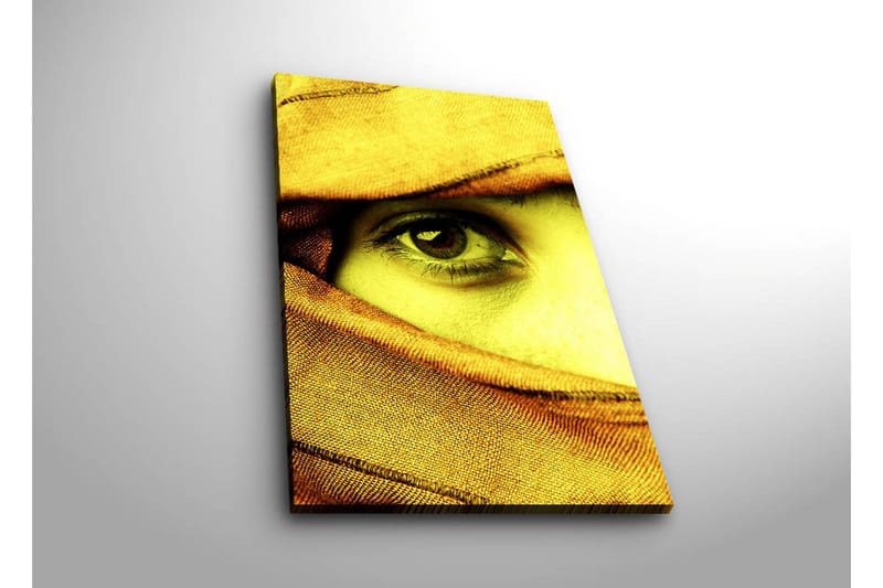 Canvastavla med LED-belysning 70x45 cm - Öga insvept i en gul sjal - Gul / Orange - Inredning & dekor - Tavlor & konst - Canvastavla
