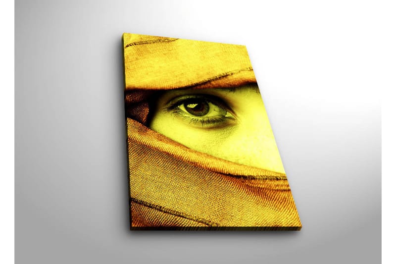 Canvastavla med LED-belysning 70x45 cm - Öga insvept i en gul sjal - Gul / Orange - Inredning & dekor - Tavlor & konst - Canvastavla