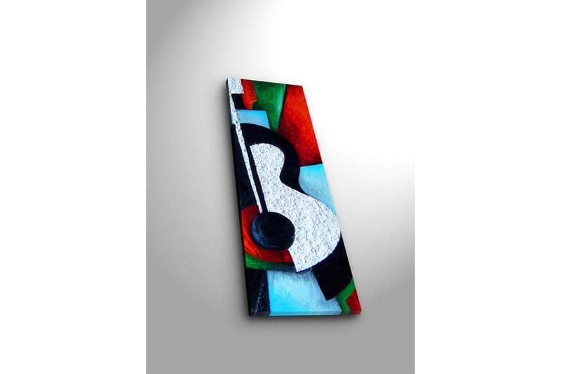 Canvastavla med LED-belysning 90x30 cm - Abstrakt komposition med en gitarr som huvudmotiv - Röd / Svart / Vit - Inredning & dekor - Tavlor & konst - Canvastavla