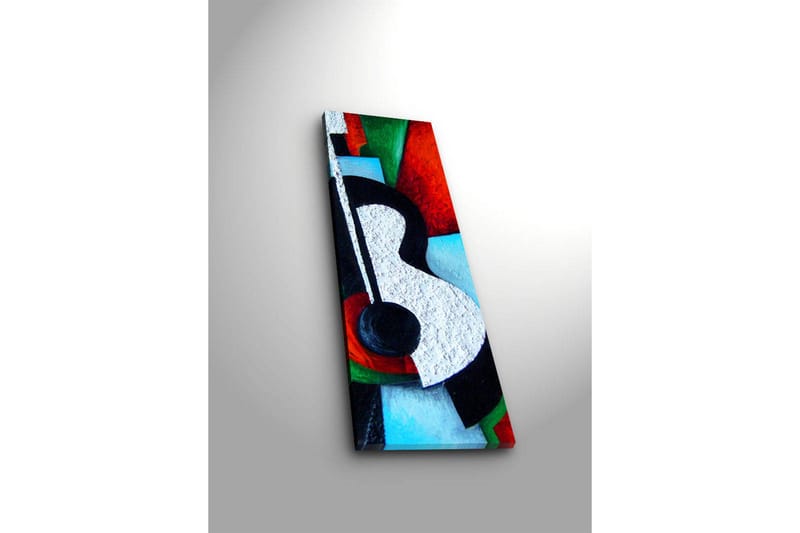 Canvastavla med LED-belysning 90x30 cm - Abstrakt komposition med en gitarr som huvudmotiv - Röd / Svart / Vit - Inredning & dekor - Tavlor & konst - Canvastavla