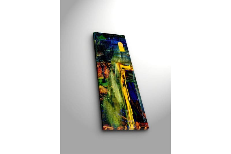 Canvastavla med LED-belysning 90x30 cm - Abstrakt komposition med starka färger och former - Grön / Blå / Gul - Inredning & dekor - Tavlor & konst - Canvastavla