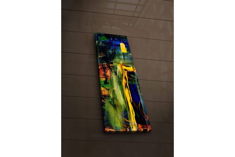 Canvastavla med LED-belysning 90x30 cm - Abstrakt komposition med starka färger och former - Grön / Blå / Gul - Inredning & dekor - Tavlor & konst - Canvastavla