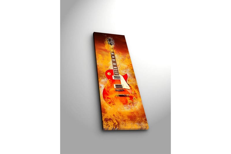 Canvastavla med LED-belysning 90x30 cm - Elgitarr omgiven av eldiga färger - Röd / Orange / Gul - Inredning & dekor - Tavlor & konst - Canvastavla