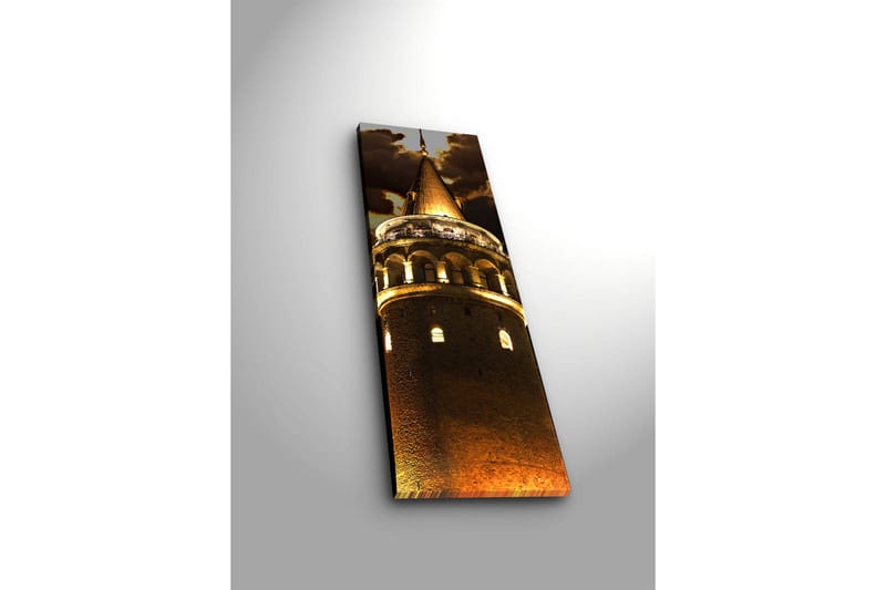 Canvastavla med LED-belysning 90x30 cm - Imponerande torn med gyllene detaljer - Guld / Brunt - Inredning & dekor - Tavlor & konst - Canvastavla