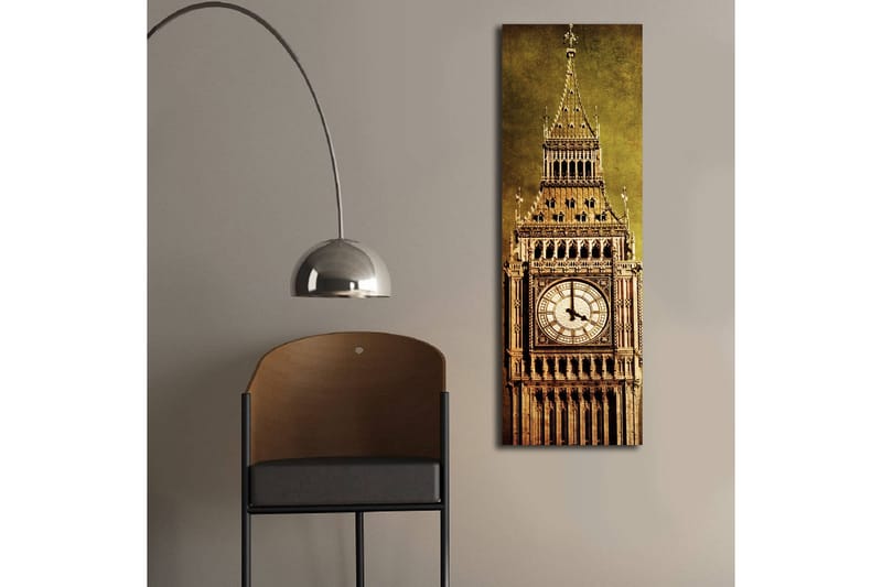Canvastavla med LED-belysning 90x30 cm - Storslagen klocktorn med detaljerad arkitektur - Guld / Brun / Beige - Inredning & dekor - Tavlor & konst - Canvastavla