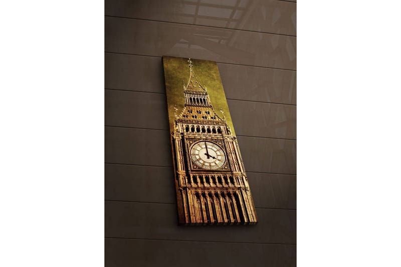 Canvastavla med LED-belysning 90x30 cm - Storslagen klocktorn med detaljerad arkitektur - Guld / Brun / Beige - Inredning & dekor - Tavlor & konst - Canvastavla