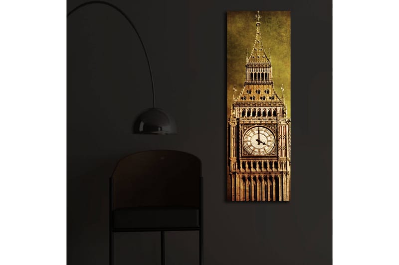 Canvastavla med LED-belysning 90x30 cm - Storslagen klocktorn med detaljerad arkitektur - Guld / Brun / Beige - Inredning & dekor - Tavlor & konst - Canvastavla