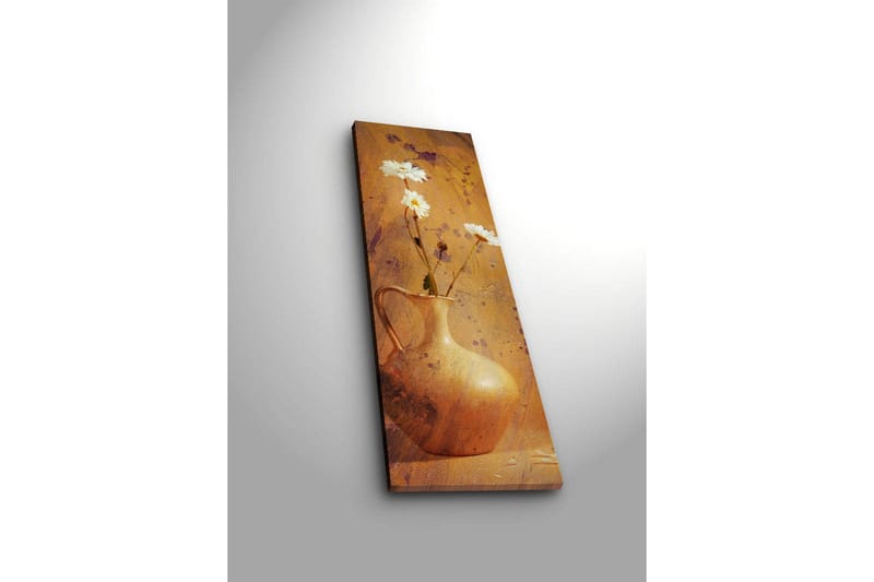 Canvastavla med LED-belysning 90x30 cm - Vacker vas med vita blommor - Guld / Vit / Orange - Inredning & dekor - Tavlor & konst - Canvastavla