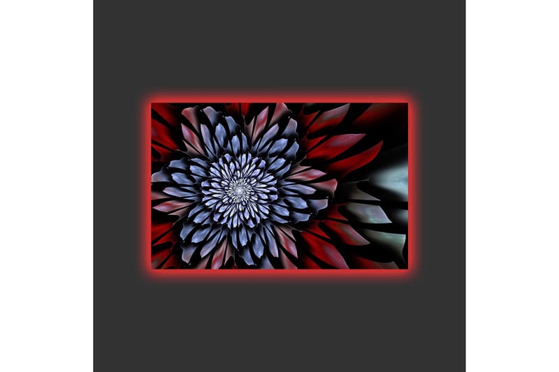 Canvastavla med LED-belysning - Abstrakt blomma med djupa färger - Mörkblå / Röd / Svart - Inredning & dekor - Tavlor & konst - Canvastavla