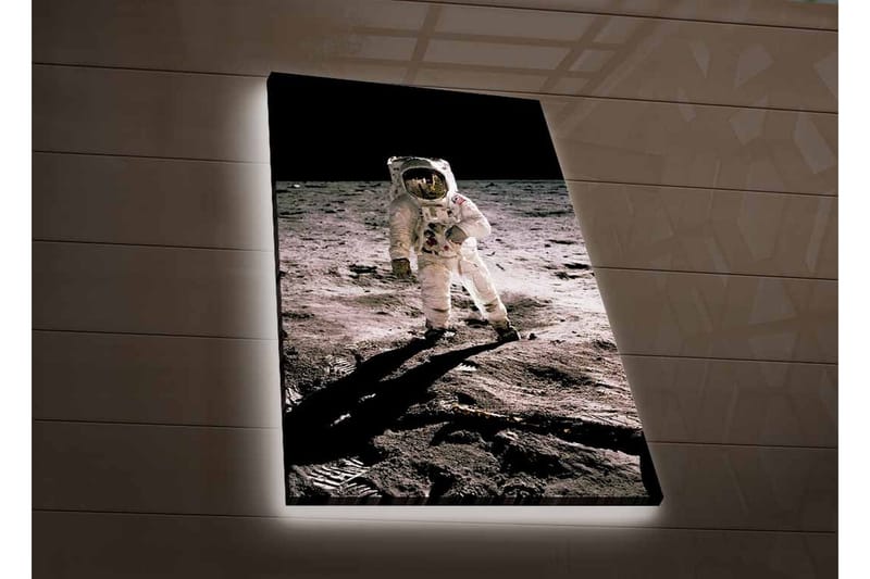 Canvastavla med LED-belysning - Astronaut på månens yta - Svart / Grå / Vit - Inredning & dekor - Tavlor & konst - Canvastavla