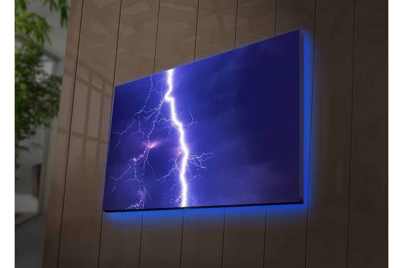 Canvastavla med LED-belysning - Blixtrande himmel med dramatiska moln - Lila / Vit - Inredning & dekor - Tavlor & konst - Canvastavla