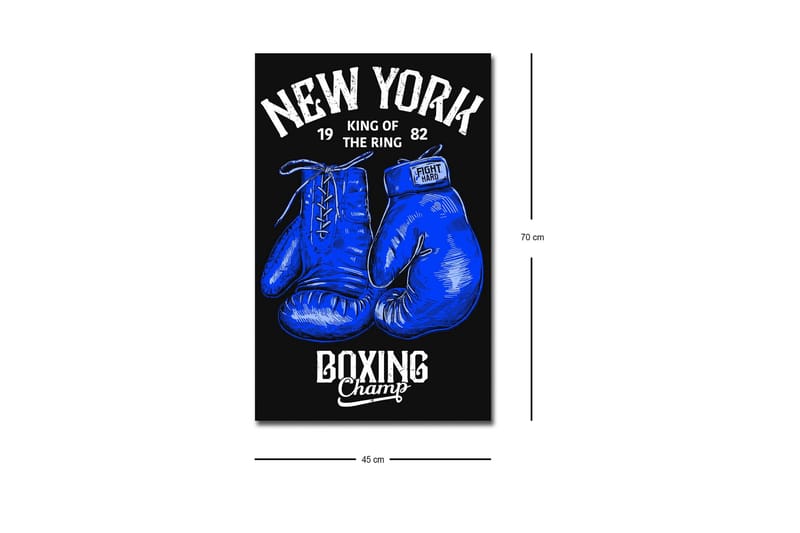 Canvastavla med LED-belysning - Boxhandskar med text och grafiska detaljer - Blå / Svart - Inredning & dekor - Tavlor & konst - Canvastavla