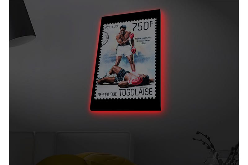 Canvastavla med LED-belysning - Boxningsmatch mellan två kända boxare - Röd / Svart / Vit - Inredning & dekor - Tavlor & konst - Canvastavla