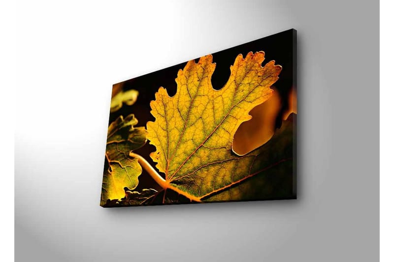 Canvastavla med LED-belysning - Detaljerad komposition av gröna och gyllene löv - Grön / Gyllene - Inredning & dekor - Tavlor & konst - Canvastavla