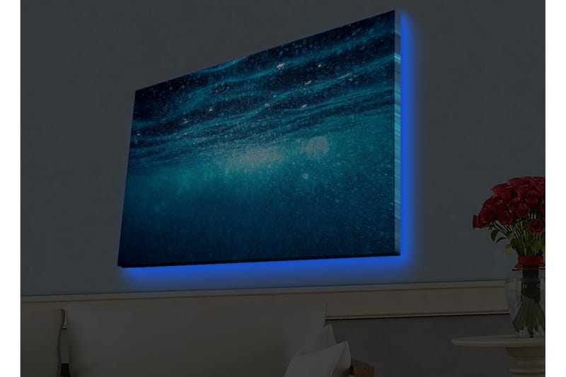 Canvastavla med LED-belysning - Djupblå havslandskap med ljusreflexer - Mörkblå / Turkos - Inredning & dekor - Tavlor & konst - Canvastavla
