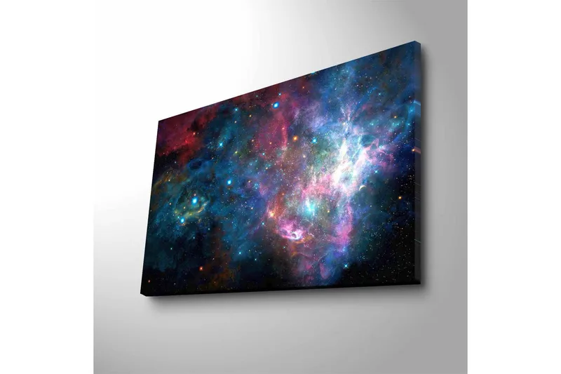 Canvastavla med LED-belysning - Färgrik galax med stjärnor och nebulosor - Blå / Lila / Röd - Inredning & dekor - Tavlor & konst - Canvastavla