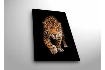 Canvastavla med LED-belysning - Jagande jaguar i fokus - Guld / Svart / Vit - Inredning & dekor - Tavlor & konst - Canvastavla