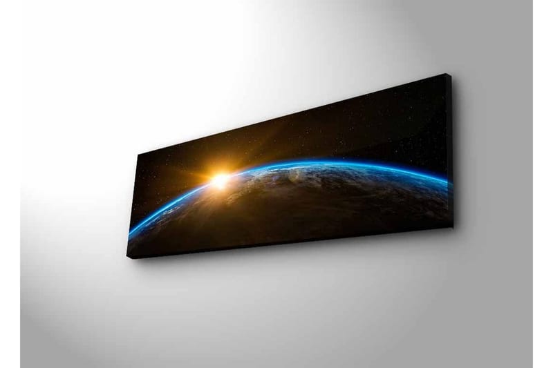 Canvastavla med LED-belysning - Jorden sedd från rymden med en soluppgång i horisonten - Blå / Orange / Svart - Inredning & dekor - Tavlor & konst - Canvastavla