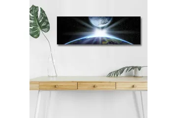 Canvastavla med LED-belysning - Jorden sedd från rymden med strålar av ljus som bryter genom atmosfären - Blå / Grön / Svart - Inredning & dekor - Tavlor & konst - Canvastavla