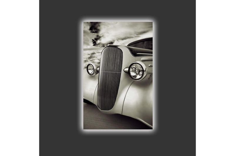 Canvastavla med LED-belysning - Klassisk bil med elegant design - Vit / Svart / Grå - Inredning & dekor - Tavlor & konst - Canvastavla
