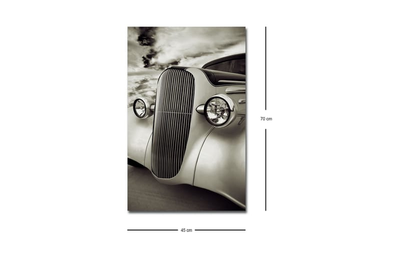 Canvastavla med LED-belysning - Klassisk bil med elegant design - Vit / Svart / Grå - Inredning & dekor - Tavlor & konst - Canvastavla